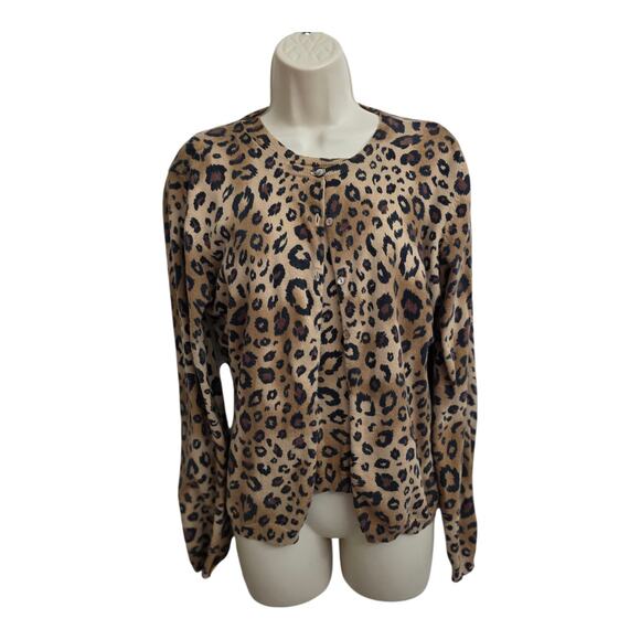 Y2K Leopard Print Top + Button Up Cardigan Set Cashmere Blend Medium - 2 pieces - Picture 1 of 11